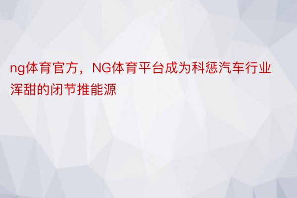 ng体育官方，NG体育平台成为科惩汽车行业浑甜的闭节推能源